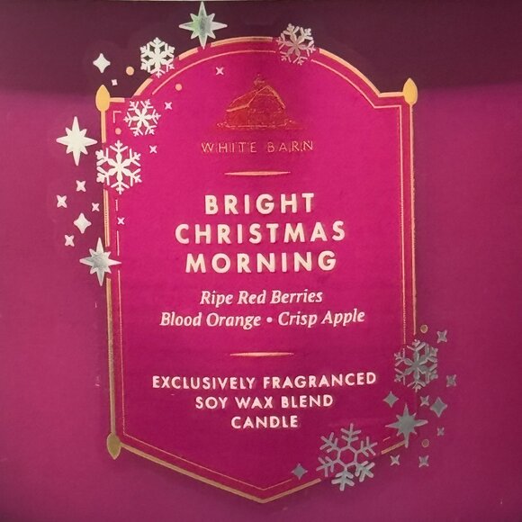 BBW Bright Christmas Morning White Barn Bath & Body Works 3 Wick Candle - Picture 3 of 10